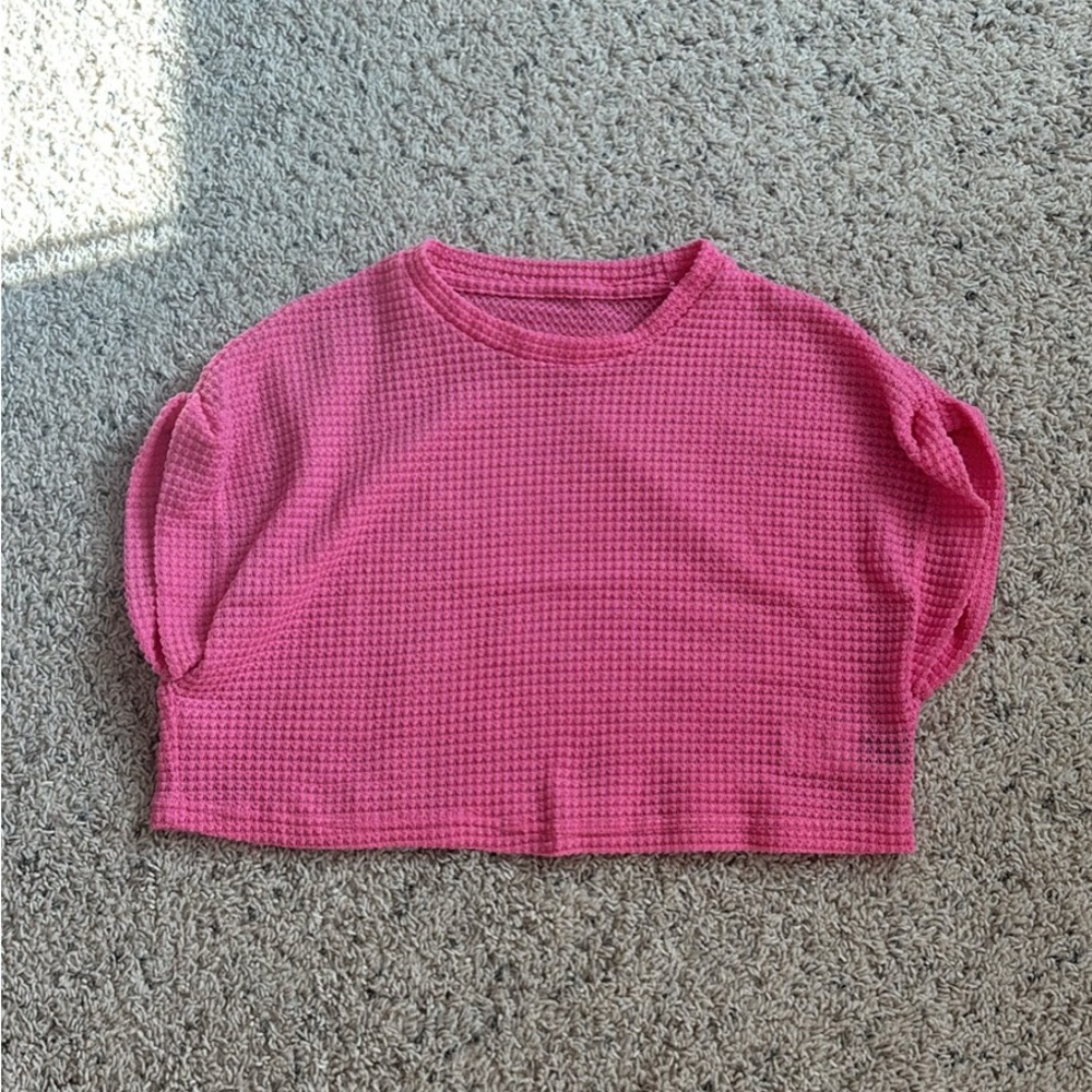 SHEIN Pink Waffle Knit Crop Top